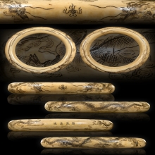 กำไล แกะอลังการ มังกรคู่ คาบแก้ว ชิ้นงานจีนโบราณ