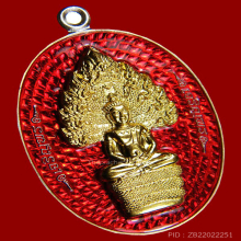 เหรียญนาคปรก เจริญพร เงินหน้าทองคำลงยาแดง