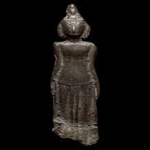 พระเงินยืนหลังเรียบ ศิลปะนครศรีธรรมราช เนื้อสำริด แก่เงิน