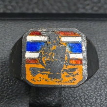 แหวนเงินลงยา ลายธงชาติ หลวงพ่อเดิม