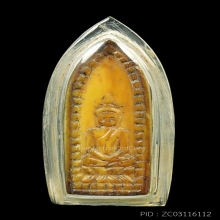 พระพุทธงาแกะหลังนางกวักฐานสิงห์ แกะ 3 ส่วน เนื้องาจัดมาก