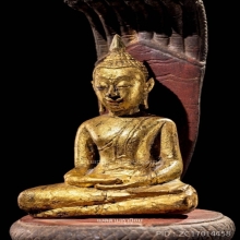 พระพุทธรูป ไม้จำหลักสมัยอยุธยา ราชวงศ์บ้านพลูหลวง ปางนาคปรก