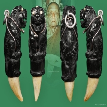 เสือไม้งิ้วดำแกะ ฝังเขี้ยว ฝังงา หลวงพ่อคง วัดวังสรรพรส 