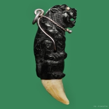 เสือไม้งิ้วดำแกะ ฝังเขี้ยว ฝังงา หลวงพ่อคง วัดวังสรรพรส 