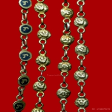 สร้อยนะโมพ่อท่านคล้าย เนื้อเงินลงถม ความยาว 17 นิ้ว