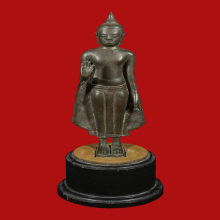 พระพุทธยืน สมัยอู่ทอง พิมพ์หน้าแก่ เนื้อสัมฤทธิ์ ยุคต้น 