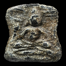 พระมเหศวร 2 หน้า เนื้อชินเขียว กรุวัดวังบัว จ.เพชรบุรี