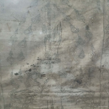 ผ้ายันต์สิงห์คู่หลวงพ่อเขียนกรอบเดิมบ้านๆ