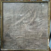 ผ้ายันต์สิงห์คู่หลวงพ่อเขียนกรอบเดิมบ้านๆ