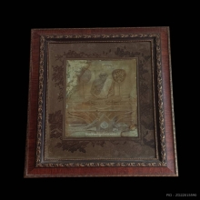 ภาพหลวงพ่อเงิน วัดบางคลาน พิมพ์ลงผ้าใบอัดน้ำยาเก่าโบราณ