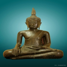 พระพุทธรูปนั่ง ศิลปะสมัยอู่ทอง ยุคต้น เนื้อสัมฤทธิ์