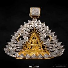 พระพุทธชินราช เนื้อทองคำ งานจิวเวลรี่ กรอบทองประดับเพชรแท้ 