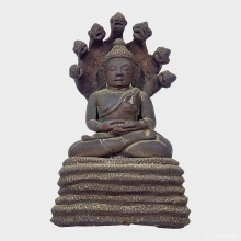 พระบูชานาคปรกยุคเชียงแสน หน้าตัก 3.5 นิ้วสูง 7.5 นิ้ว