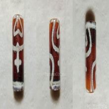 ลูกปัดโบราณหินทิเบต ลายปลาคู่(ลายหายาก)