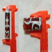 ลูกปัดโบราณหินทิเบต ลายปลาคู่(ลายหายาก)