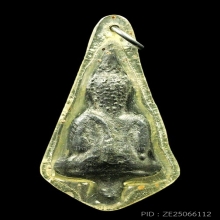 พระยอดธง เนื้อชินเงิน หน้าตักประมาณ 2 ซม. เลี่ยมกรอบเก่า