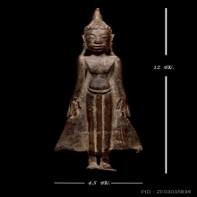 พระเงินยืนศิลปะนครศรีธรรมราช ปางทิ้งดิ่ง เนื้อสำริด
