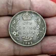 เหรียญ 1 รูปีอินเดีย ปีค.ศ.1905 เหรียญเงินบริสุทธิ์ 