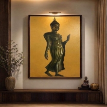 ภาพวาด พระพุทธรูป สีน้ำมัน ผลงานของ อ.สราวุธ กันไพรี 