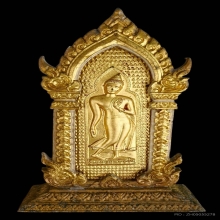 พระลีลากำแพงศอก ลงรักปิดทอง ร่องชาดแดง จ.สุพรรณบุรี 