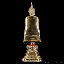 พระบูชาหลวงพ่อวัดบ้านแหลม เนื้อทองเหลืองกระไหล่ทอง สูง12นิ้ว