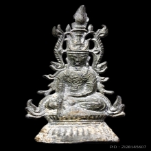 พระบูขาเชียงแสน ทรงเครื่อง ศิลปะชาน เนื้อชินเงิน ขนาดห้อยคอ