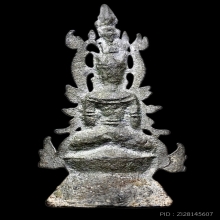 พระบูขาเชียงแสน ทรงเครื่อง ศิลปะชาน เนื้อชินเงิน ขนาดห้อยคอ